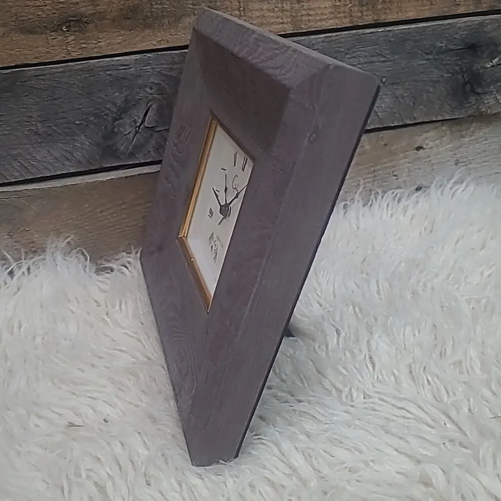 Desk Clock Galassi Wood Square Frame Made In Italy Standing EUC